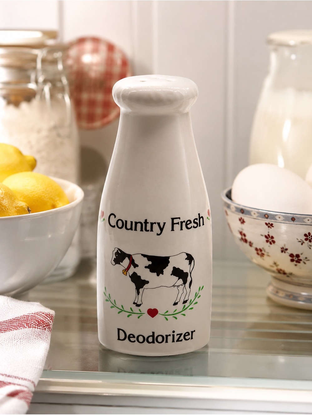 Vintage Country Fresh Cow Deodorizer Ceramic Farmhouse Kitchen Decor